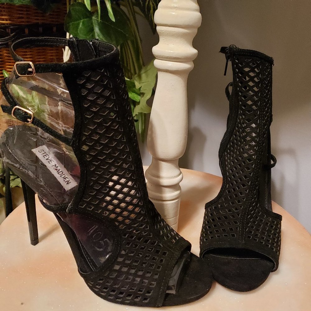 Black Steven Madden High Heel Strap Sandals